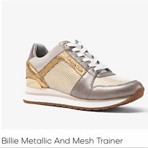 Michael Kors Billie Metallic And Mesh Trainer